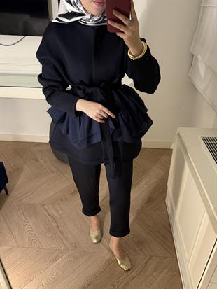 Arine Puf Pantolonlu Takım-lacivert