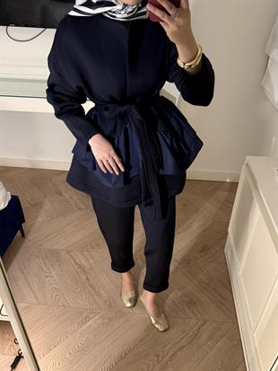 Arine Puf Pantolonlu Takım-lacivert