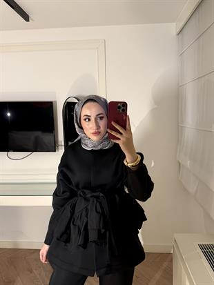 Arine Puf Pantolonlu Takım-siyah