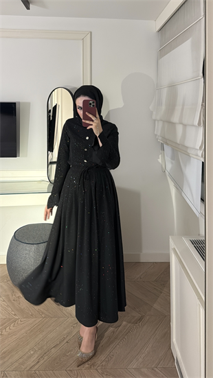 Aysa Simli Etekli Takım - Siyah