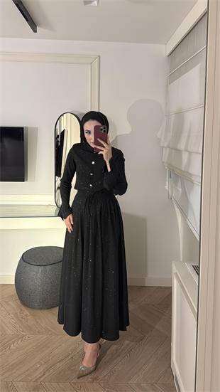 Aysa Simli Etekli Takım - Siyah