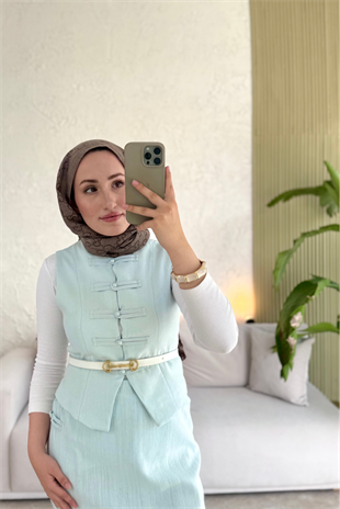 Tesettür Tuus etekli takım-Bebe mavisi - vakronline