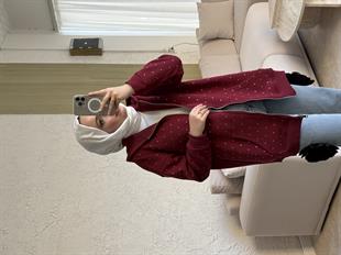 Zra model full taşlı kapüşonlu sweat-bordo - vakronline