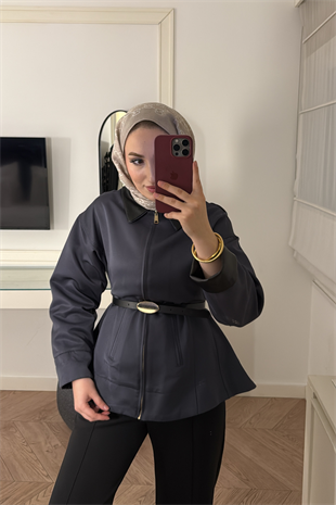 Barbour Bel Detaylı Deri Yakalı Trençkot-Antrasit