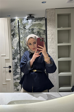 Barbour Bel Detaylı Deri Yakalı Trençkot-Lacivert