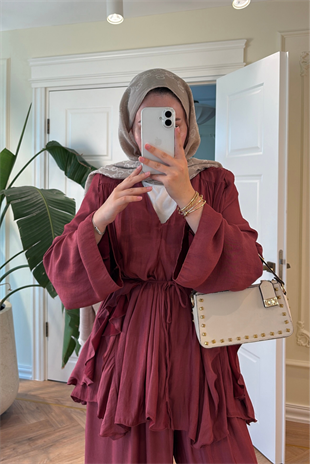 Batik Pantolonlu Takım-Bordo