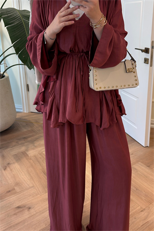 Batik Pantolonlu Takım-Bordo