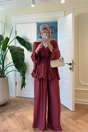 Batik Pantolonlu Takım-Bordo