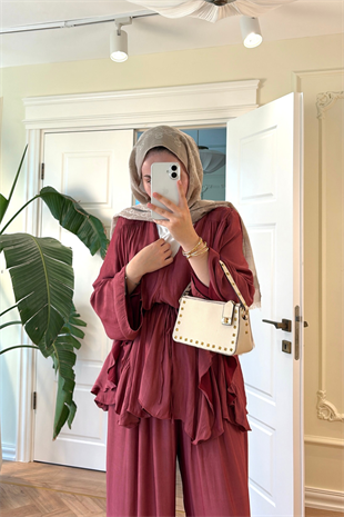 Batik Pantolonlu Takım-Bordo