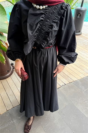 Movila tasarım elbise-siyah - vakronline