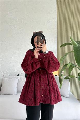 Broşlu Özel Tasarım Ceket-Bordo