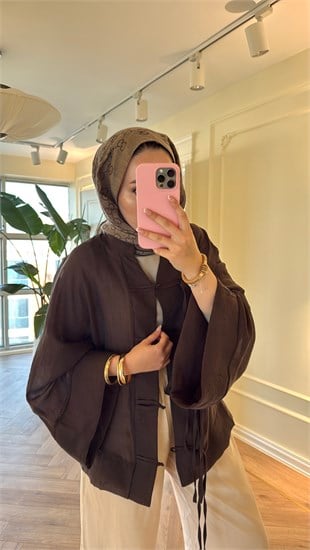 Begonya Çin Düğme Detaylı Gömlek - Kahve