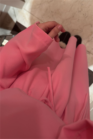 Bella Beli Lastik Büzgülü Elbise-Pembe