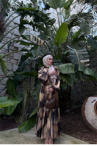 Blanche Düğme Detaylı Elbise - Siyah
