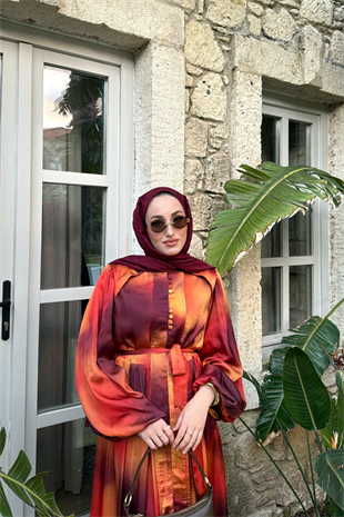 Blanche Düğme Detaylı Elbise - Turuncu