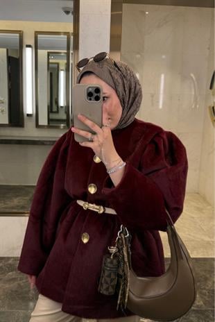 Gold fox Beli lastikli ceket-bordo