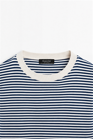 Çizgili Basic Marka Sweat -Lacivert