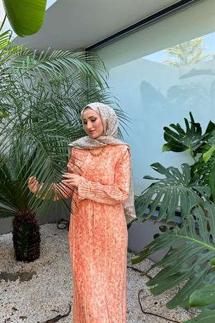 Vatkalı elbise-somon - vakronline