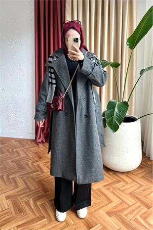 Massimo model kaşe kaban-gri - vakronline