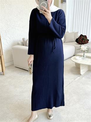 Triko elbise-lacivert - vakronline