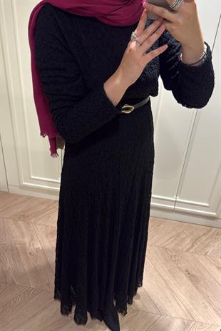 Dantelli Elbise-Siyah