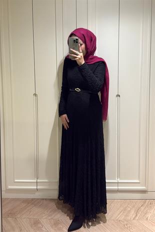 Dantelli Elbise-Siyah