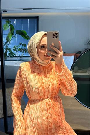 Vatkalı elbise-somon - vakronline