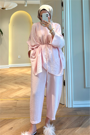 Denya Pantolonlu Takım - Pembe 