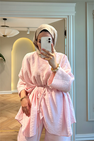 Denya Pantolonlu Takım - Pembe 