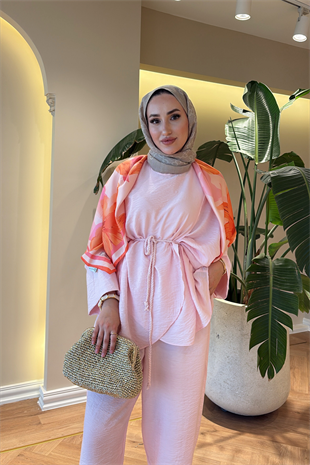 Denya Pantolonlu Takım - Pembe 