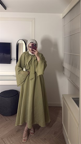 Dessy Volan Detay Elbise - Fıstık Yeşili