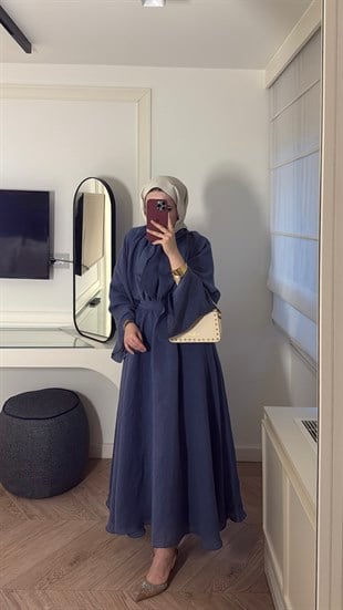 Dessy Volan Detay Elbise - İndigo