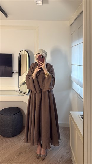 Dessy Volan Detay Elbise - Kahve