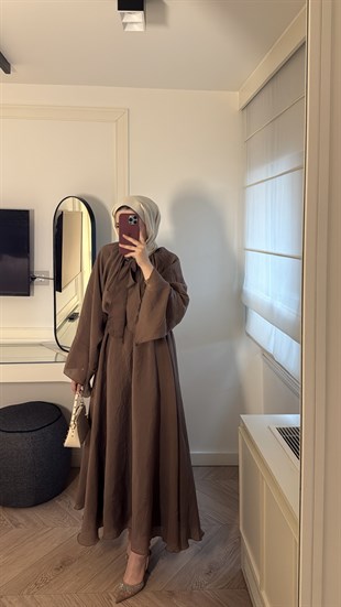 Dessy Volan Detay Elbise - Kahve