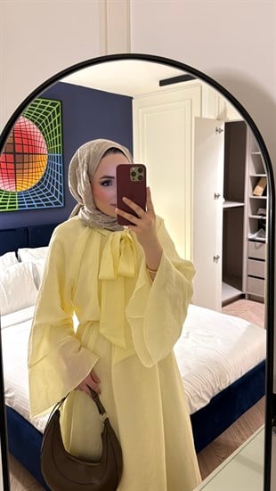 Dessy Volan Detay Elbise - Sarı