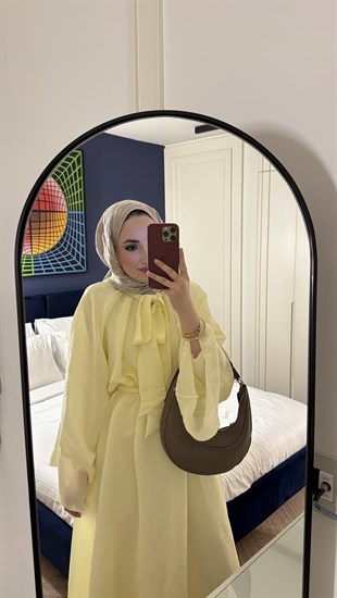 Dessy Volan Detay Elbise - Sarı