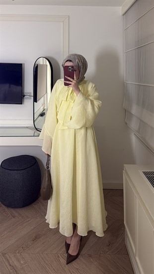 Dessy Volan Detay Elbise - Sarı