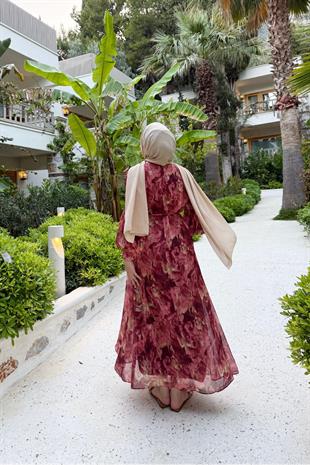 Laide astarlı elbise-kızılcık - vakronline