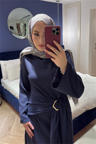 Diana Önden Bağlamalı Triko Elbise-Lacivert
