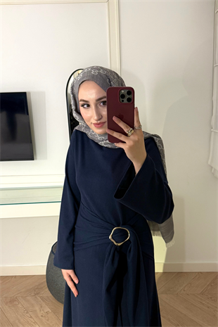 Diana Önden Bağlamalı Triko Elbise-Lacivert