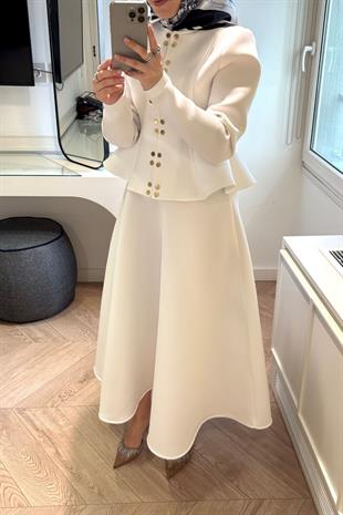 Puf Scuba Etekli Takım-Beyaz