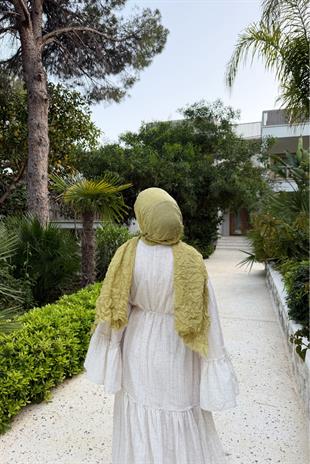 Soft keten natural elbise - Vakronline