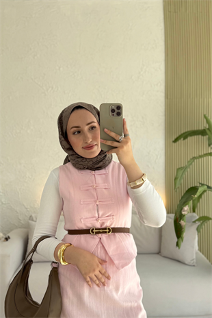 Tesettür Tuus etekli takım-pembe - vakronline