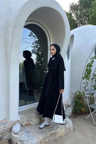 Oysh kumaş etekli takım-siyah - vakronline