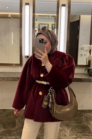 Gold fox Beli lastikli ceket-bordo