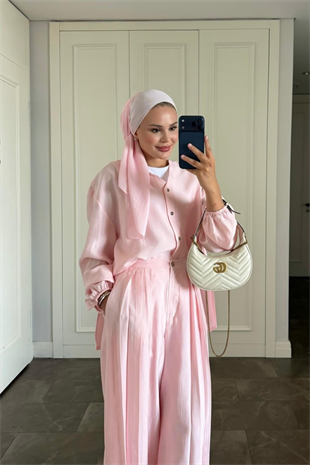 Elera Pantolonlu Takım - Pembe