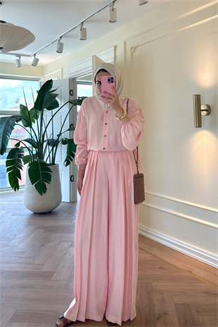Elera Pantolonlu Takım - Pembe