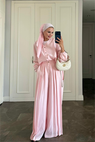 Elera Pantolonlu Takım - Pembe