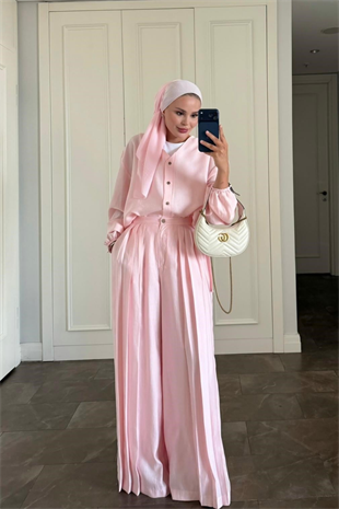 Elera Pantolonlu Takım - Pembe
