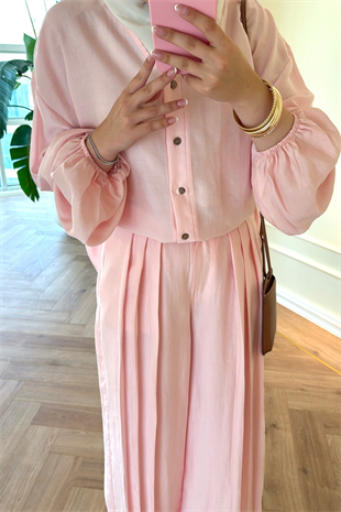 Elera Pantolonlu Takım - Pembe